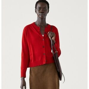 NWT Massimo Dutti crew neck knit cardigan sweater size Medium